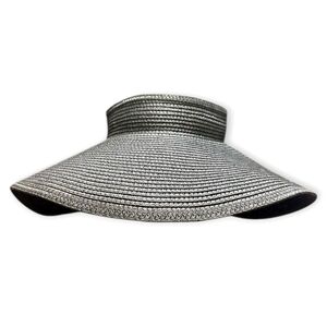 SET OF THREE SHADE & SHORE Packable Straw Hat Visor Adjustable Black